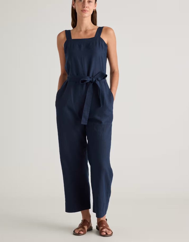 100% European Linen Square Neck Jumpsuit first day of school outfit ideas for moms